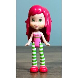 Strawberry Shortcake Mini Doll Pink Hair Green Striped Leggings 3 Inch Figure